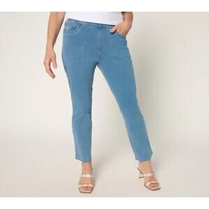 Quacker Factory DreamJeannes Short Pull-On Straight Leg Ankle Jeans Small Short